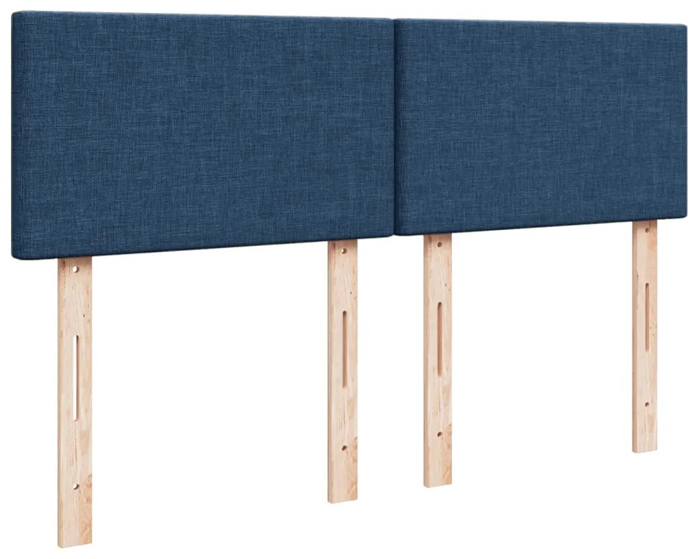 Cama com molas/colchão 160x200 cm tecido azul