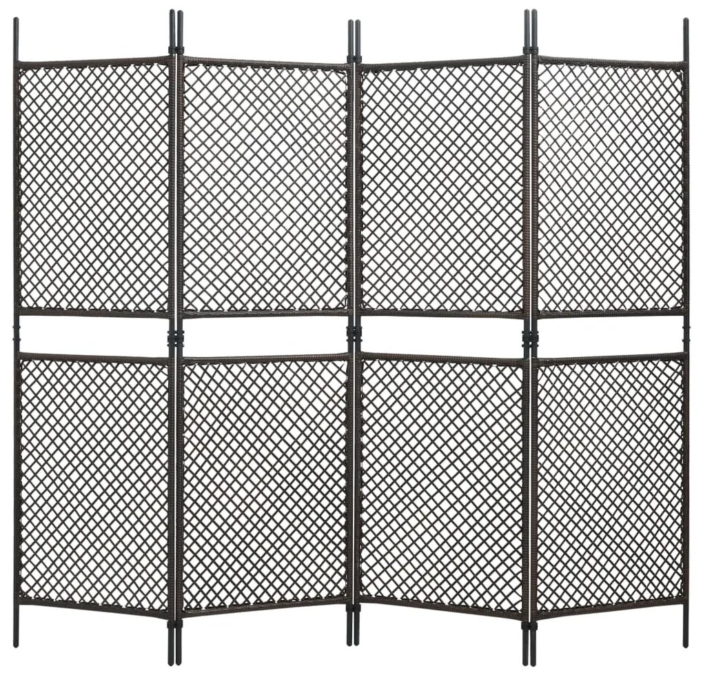 vidaXL Divisória de quarto com 4 painéis 240x200 cm vime PE castanho