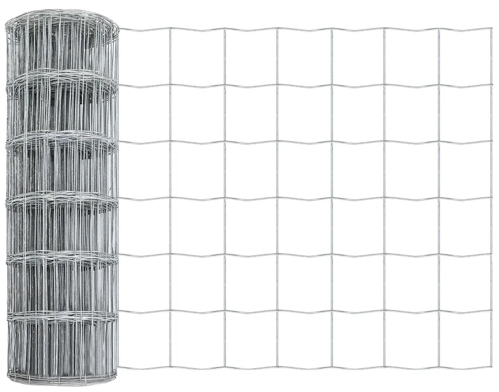 Cerca Euro com 7 Postes 0.6x10 m Aço Galvanizado