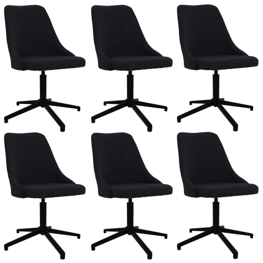 vidaXL Cadeiras de jantar giratórias 6 pcs tecido preto