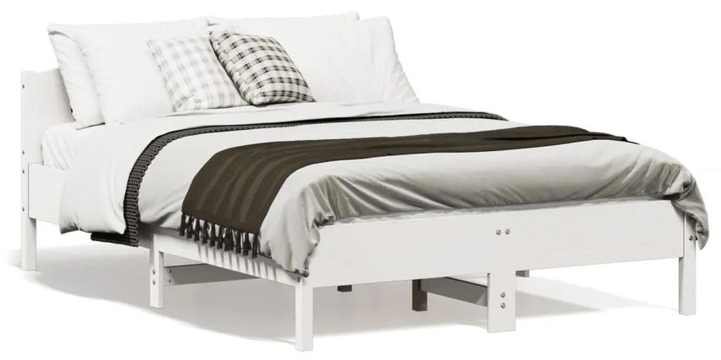 vidaXL Cama sem colchão 140x190 cm madeira de pinho maciça branco
