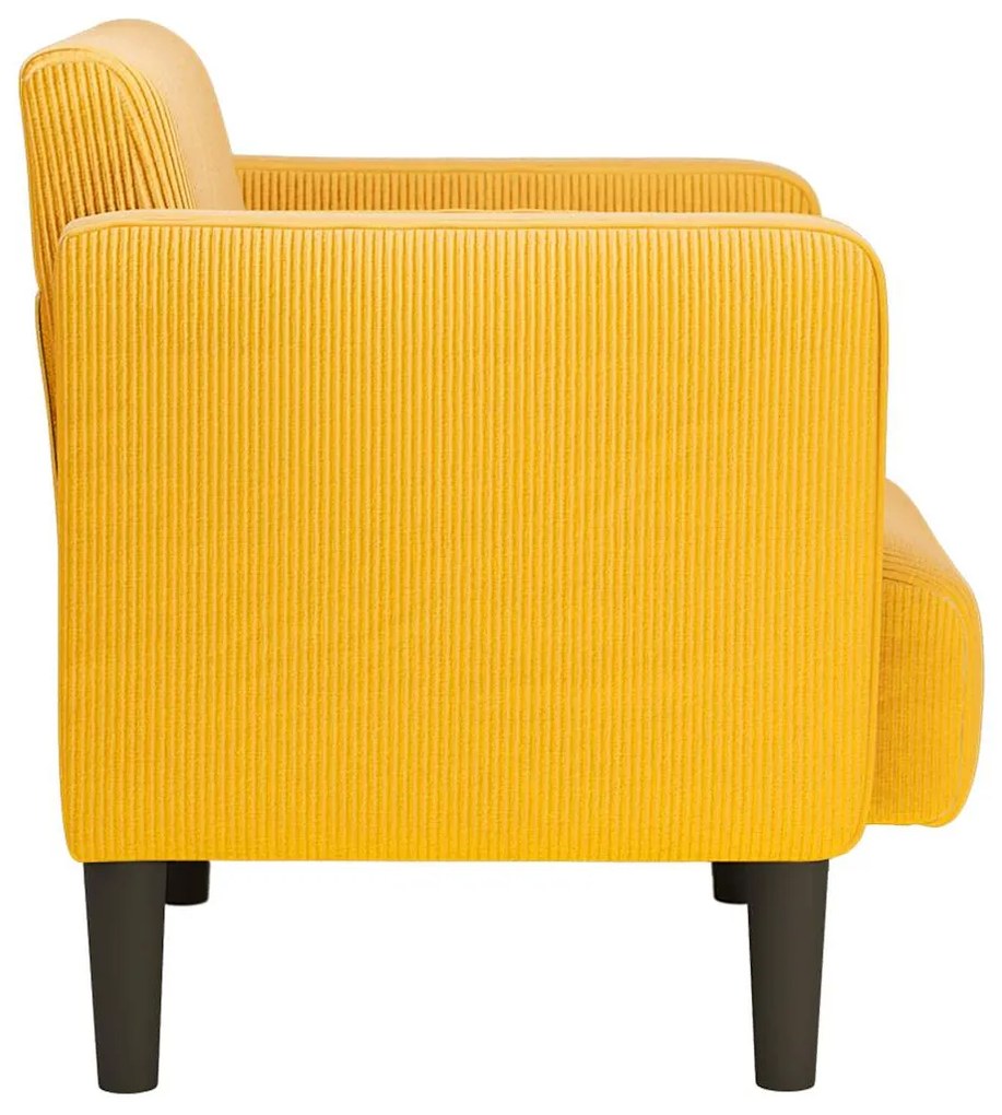 Poltrona com apoio de braços 54cm tecido corduroy amarelo-claro