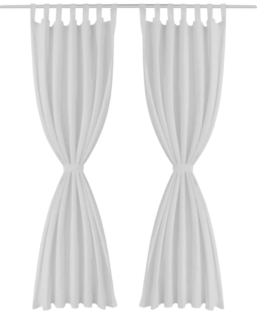 Cortinas de cetim com laços, 2 pcs, branco 140 x 245 cm