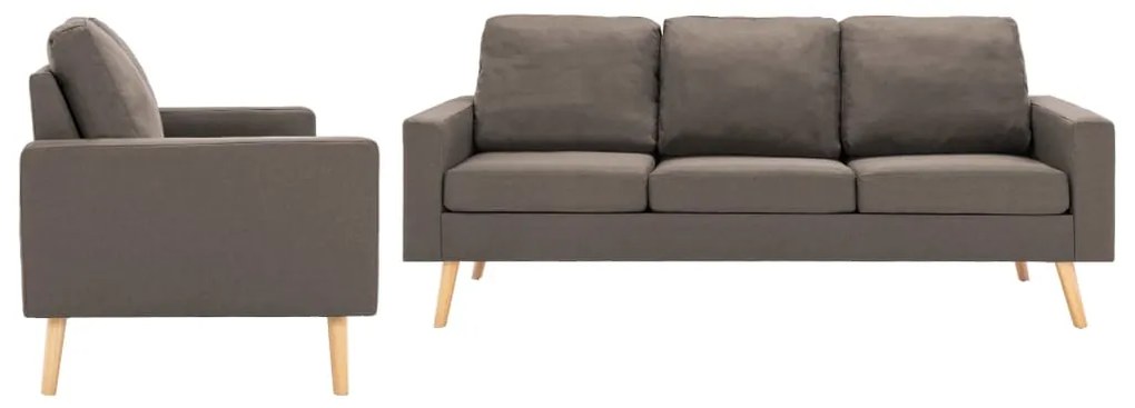 3056642 vidaXL 2 pcs conjunto de sofás tecido cinzento-acastanhado