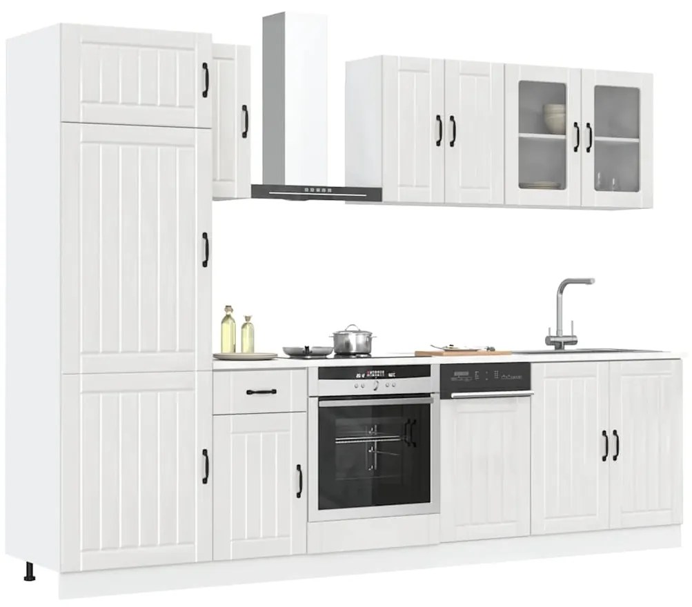 vidaXL 8 peças armário de cozinha conjunto Kalmar branco brilhante