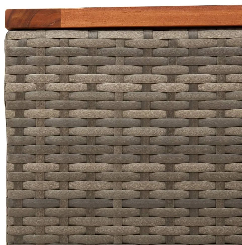 Mesa de jardim 55x55x37 cm vime PE e madeira de acácia cinzento