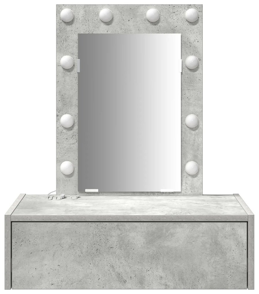 Mesa de Maquiagem Suspensa com Luzes LED Cinza Concreto