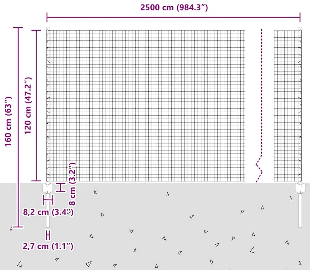 Cerca de Arame Soldado com 22 Postes em Prata 1,2x25 m Aço