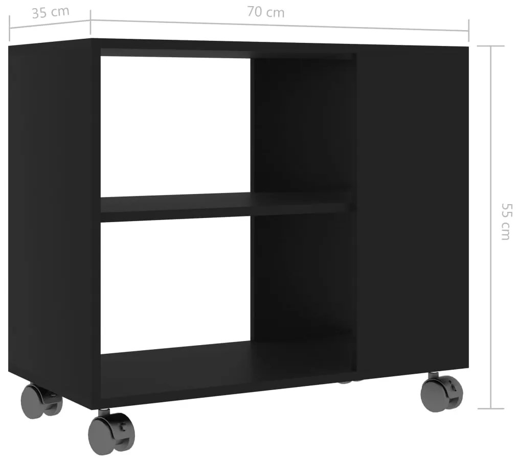 Mesa de Apoio com Rodas Ally - Preto - Design Moderno