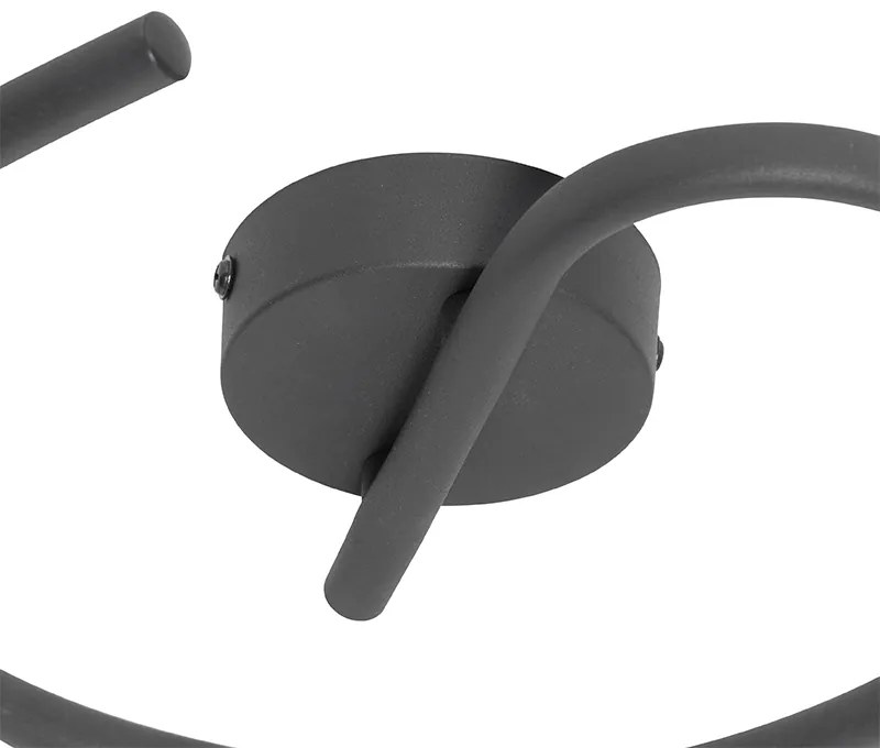 Candeeiro de teto design preto com dourado 3 luzes redondo - Noud