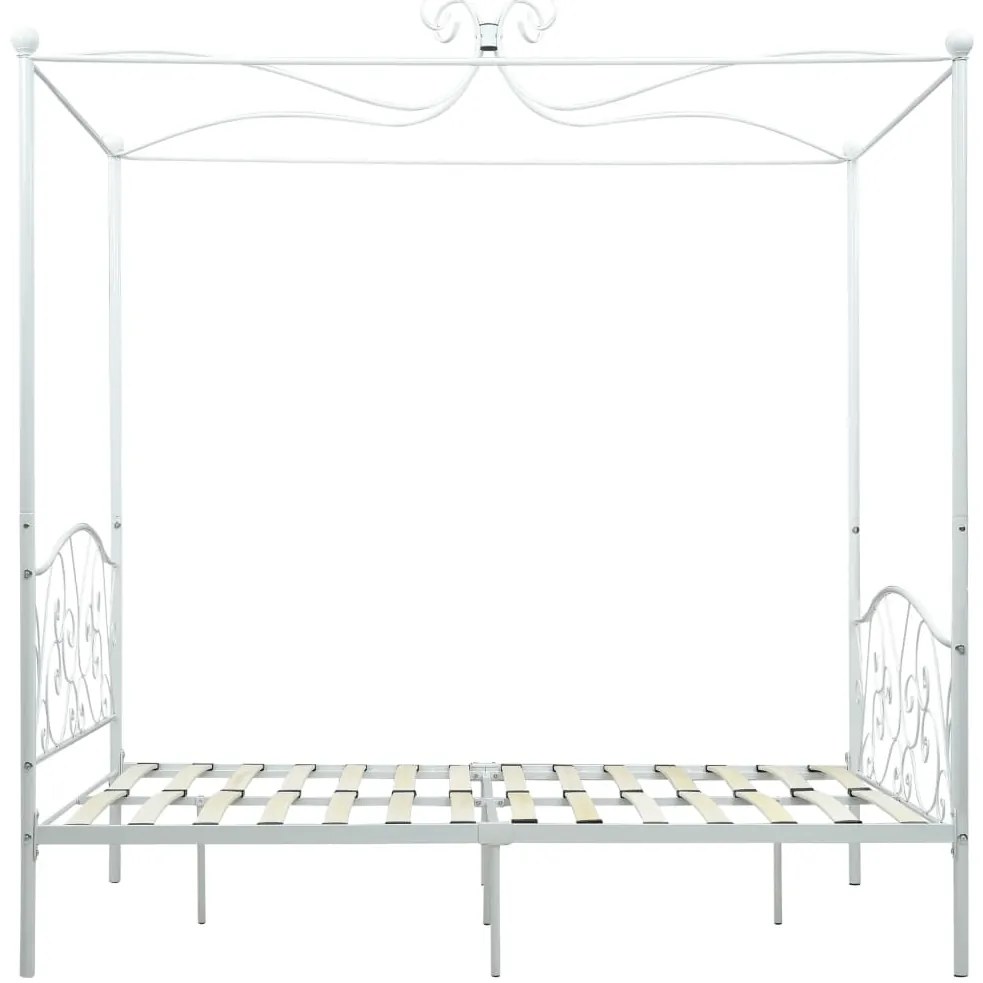 Estrutura de cama com dossel metal 140x200 cm branco