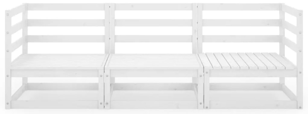 Sofá de 3 lugares para jardim pinho maciço branco