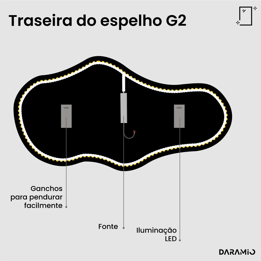 Espelho com luz em forma de nuvem G2