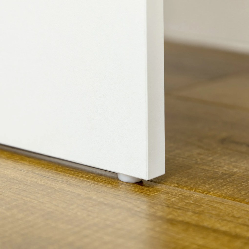HOMCOM Toucador de Maquilhagem com Banco e Espelho Mesa de Maquilhagem com 4 Gavetas 4 Compartimentos de Armazenamento Estilo Moderno 80x38x143cm Branco