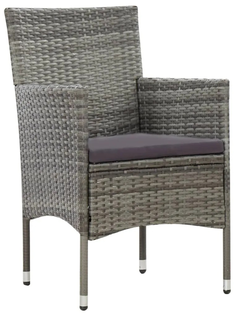 4 pcs conjunto lounge de jardim c/ almofadões vime PE cinzento