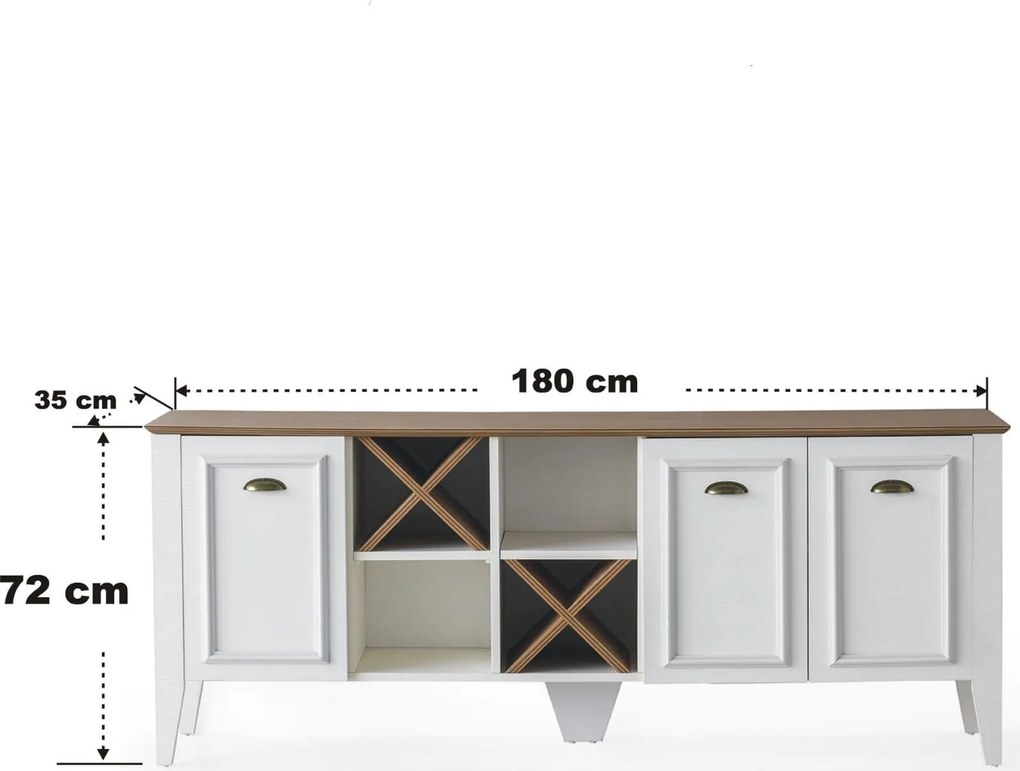 Aparador Rustic – Branco e Nogueira (180 x 72 x 35 cm) | Estilo, Funci
