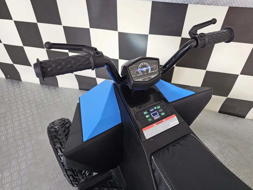 Moto 4 elétrica para crianças Future 12V Assento em pele, pneus borracha, Luzes Azul