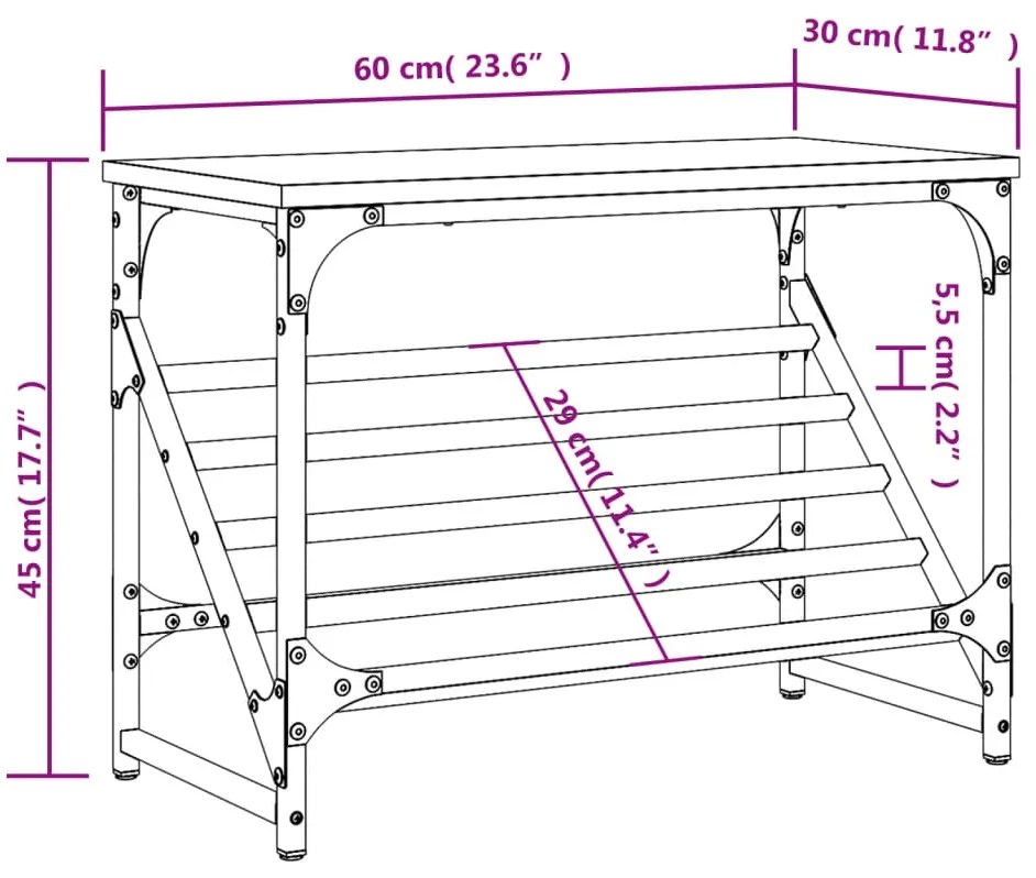 Sapateira 60x30x45 cm derivados de madeira cinzento sonoma