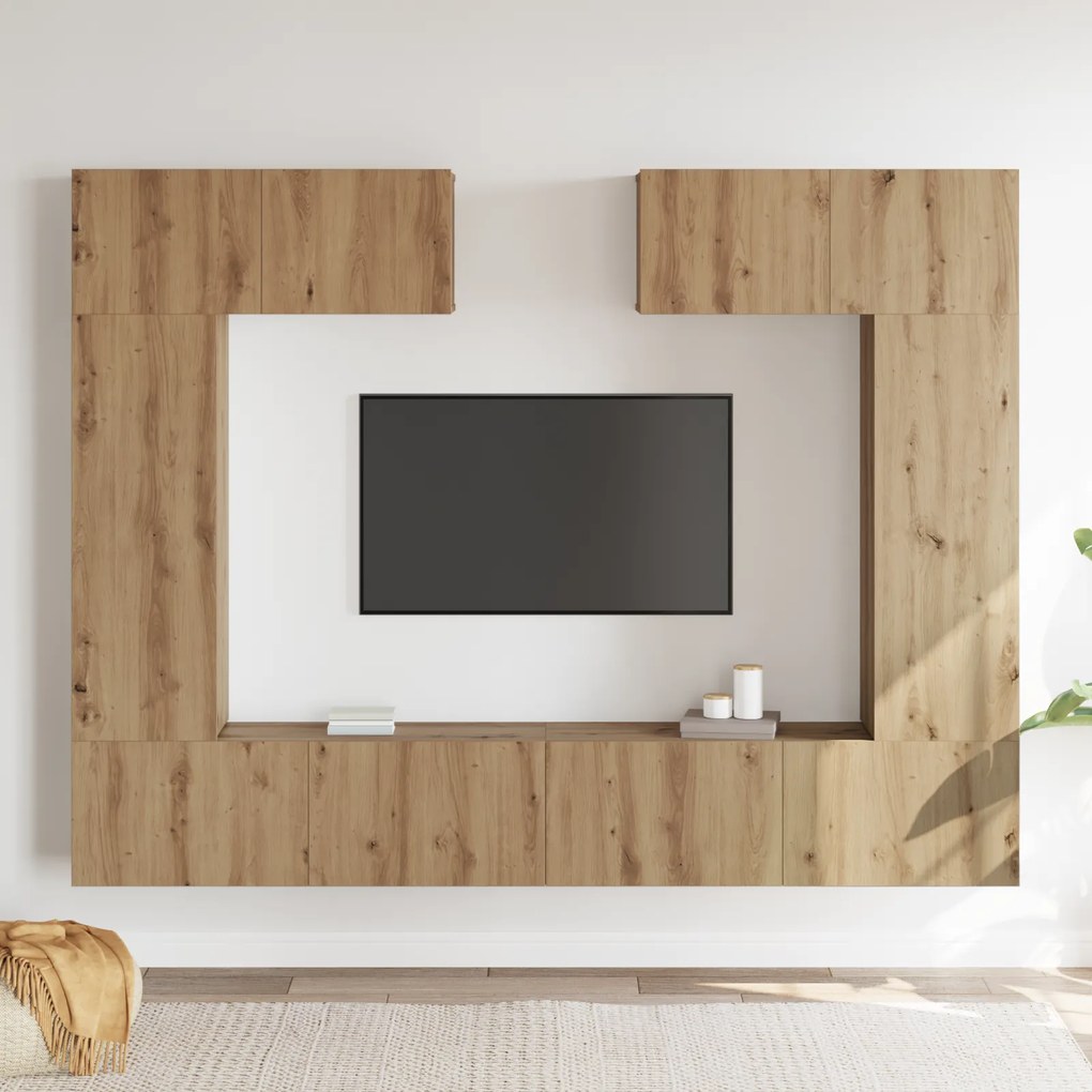 Conjunto de 6 Peças de Aparador de TV em Carvalho Artesão e Madeira En