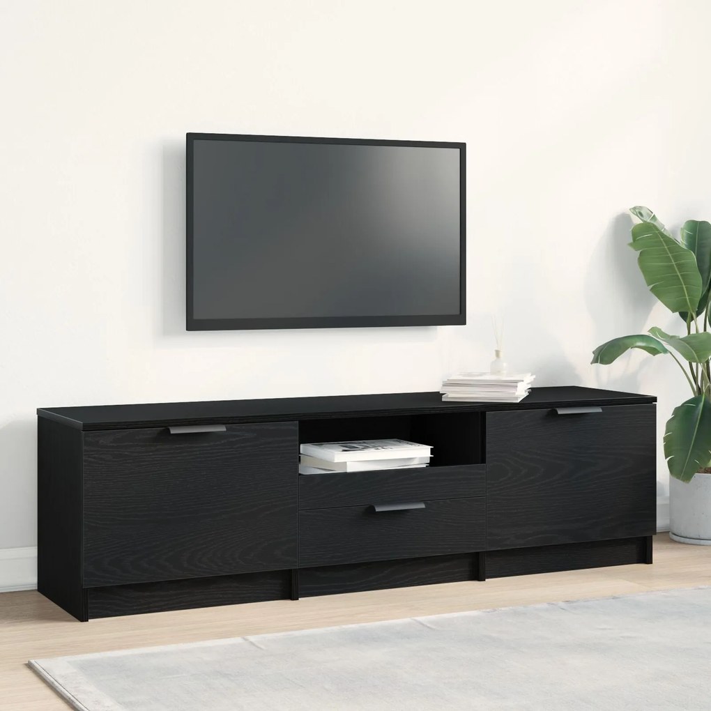 Armário de TV vidaXL - Carvalho Preto - 140x35x40 cm - Feito de Madeir