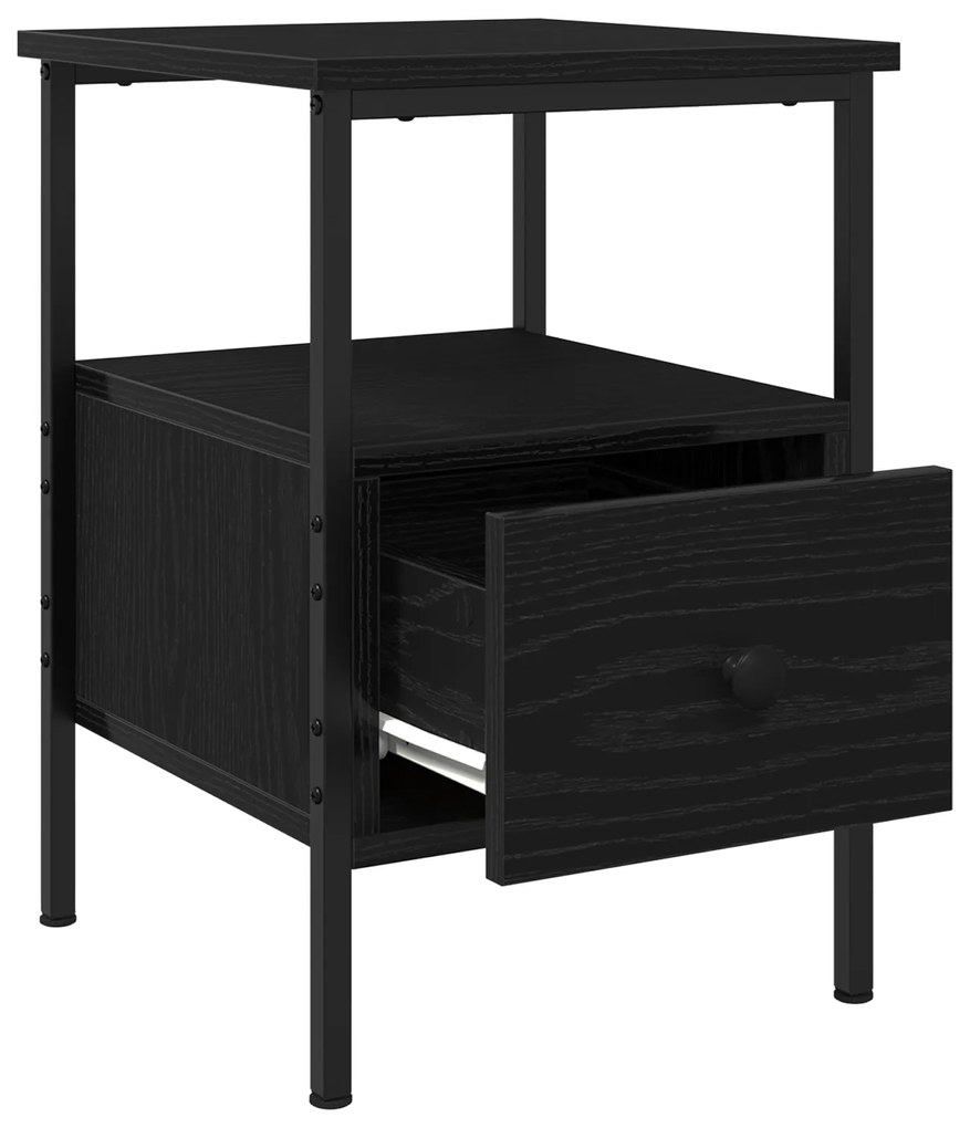 Criado-mudo vidaXL Preto Carvalho 34x36x50 cm Madeira de engenharia e