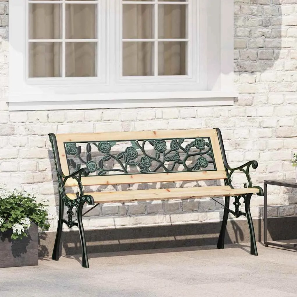 vidaXL Banco de Jardim 116 cm com encosto de rosa