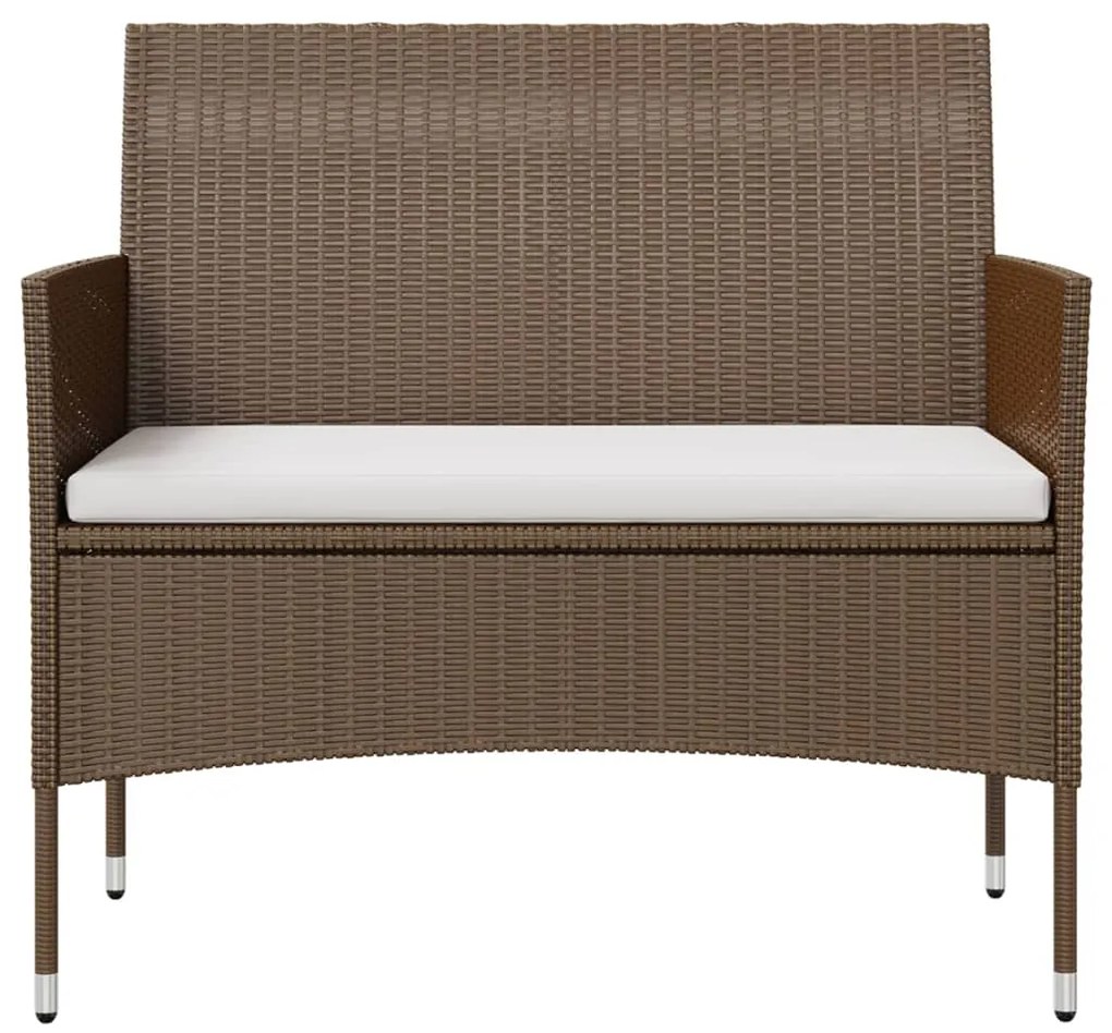 8 pcs conjunto lounge jardim c/ almofadões vime PE castanho