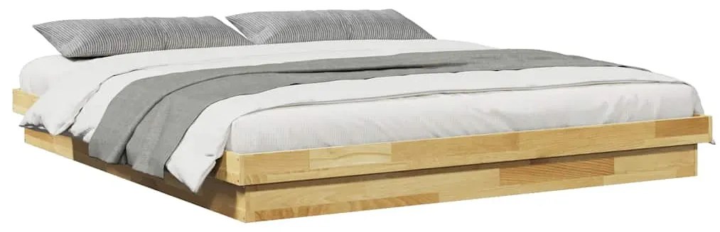Estrutura de cama sem colchão 200x200 cm maciça de carvalho