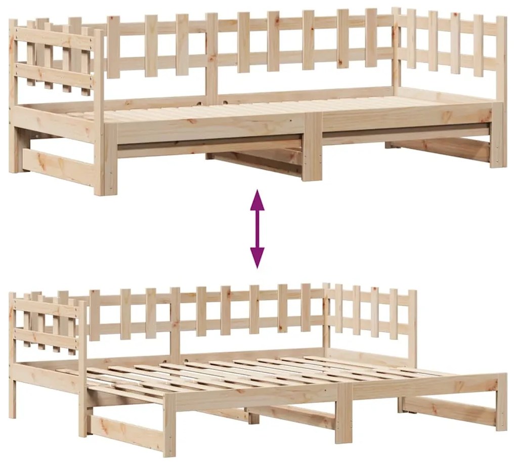 Sofá-cama com gavetão e gavetas sem colchão 90x200 cm