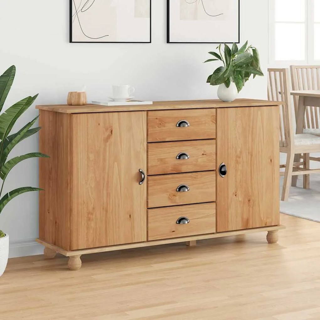 Sideboard 'ASKIM'133,5x40x79 cm Madeira de Pinheiro Sólido