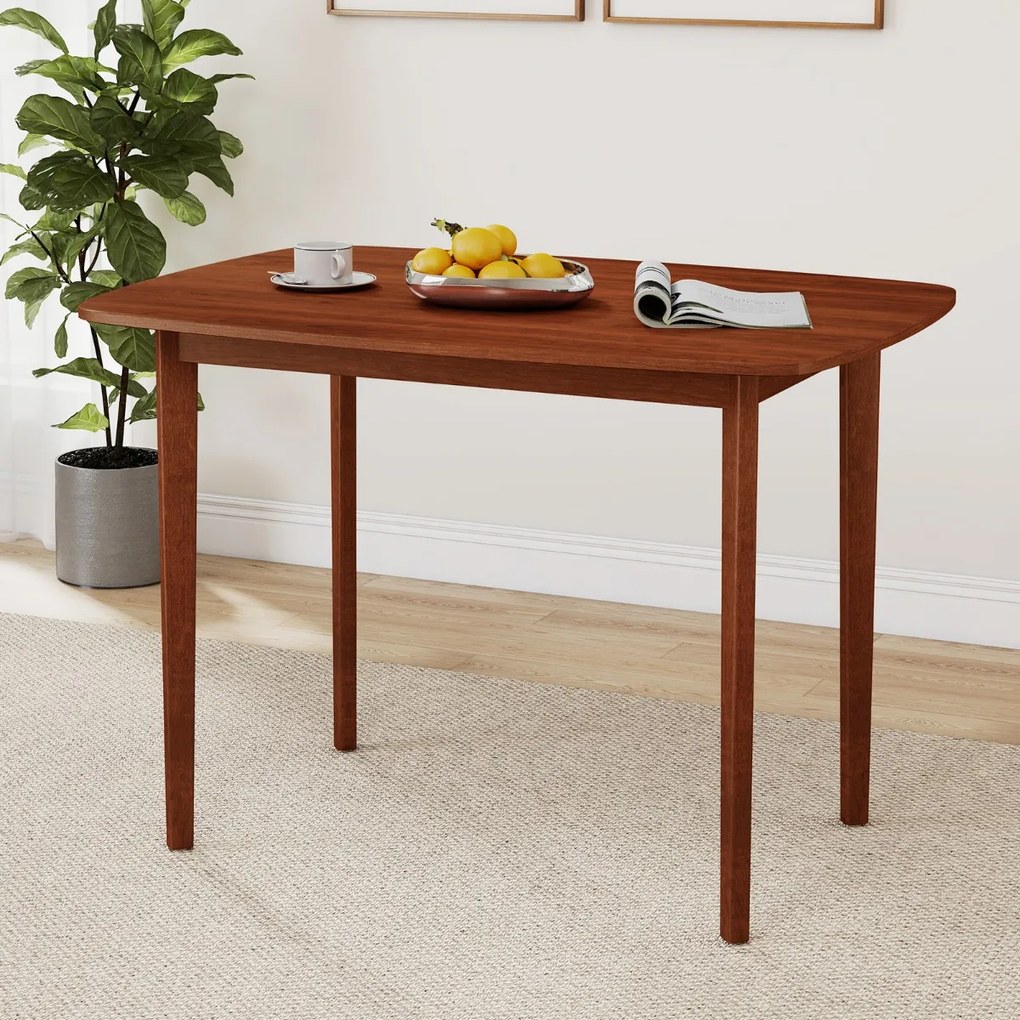 Mesa de jantar em madeira para 2-4 pessoas com pernas em madeira de borracha estilo rústico para espaços pequenos em apartamentos Castanho