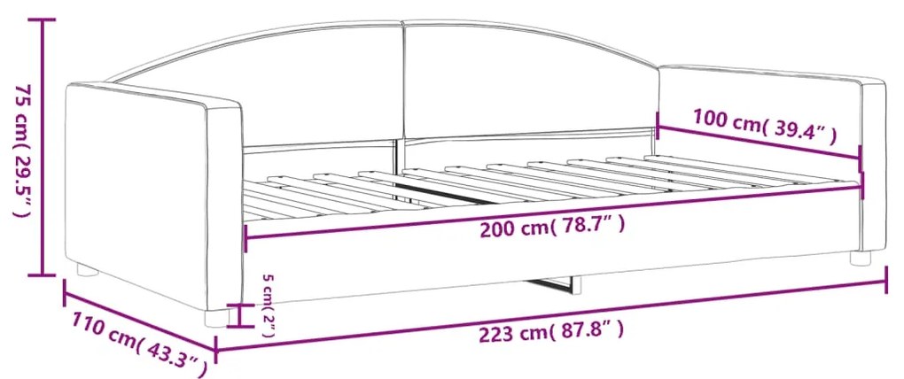 Sofá-cama 100x200 cm tecido cinzento-escuro