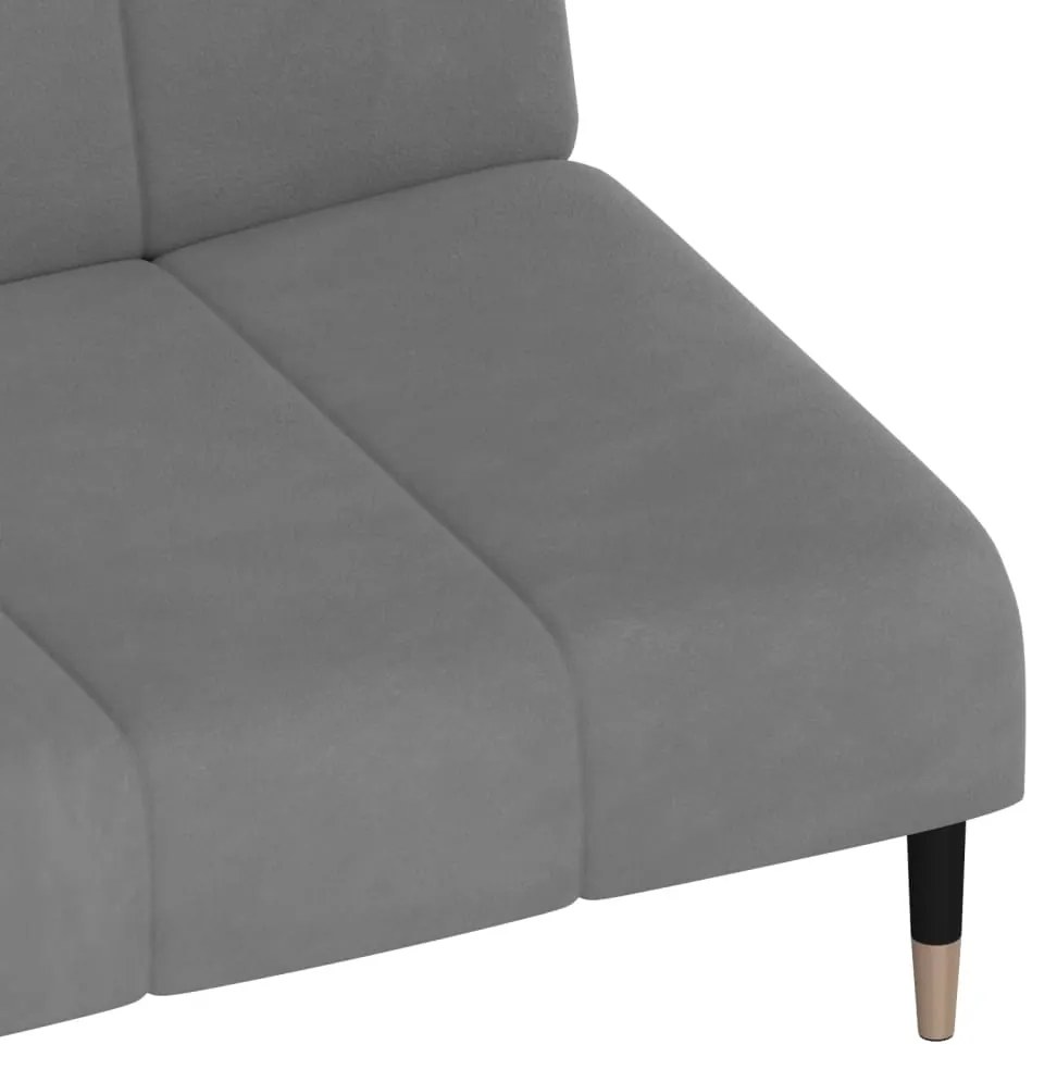 Sofá-cama de 2 lugares veludo cinzento-claro