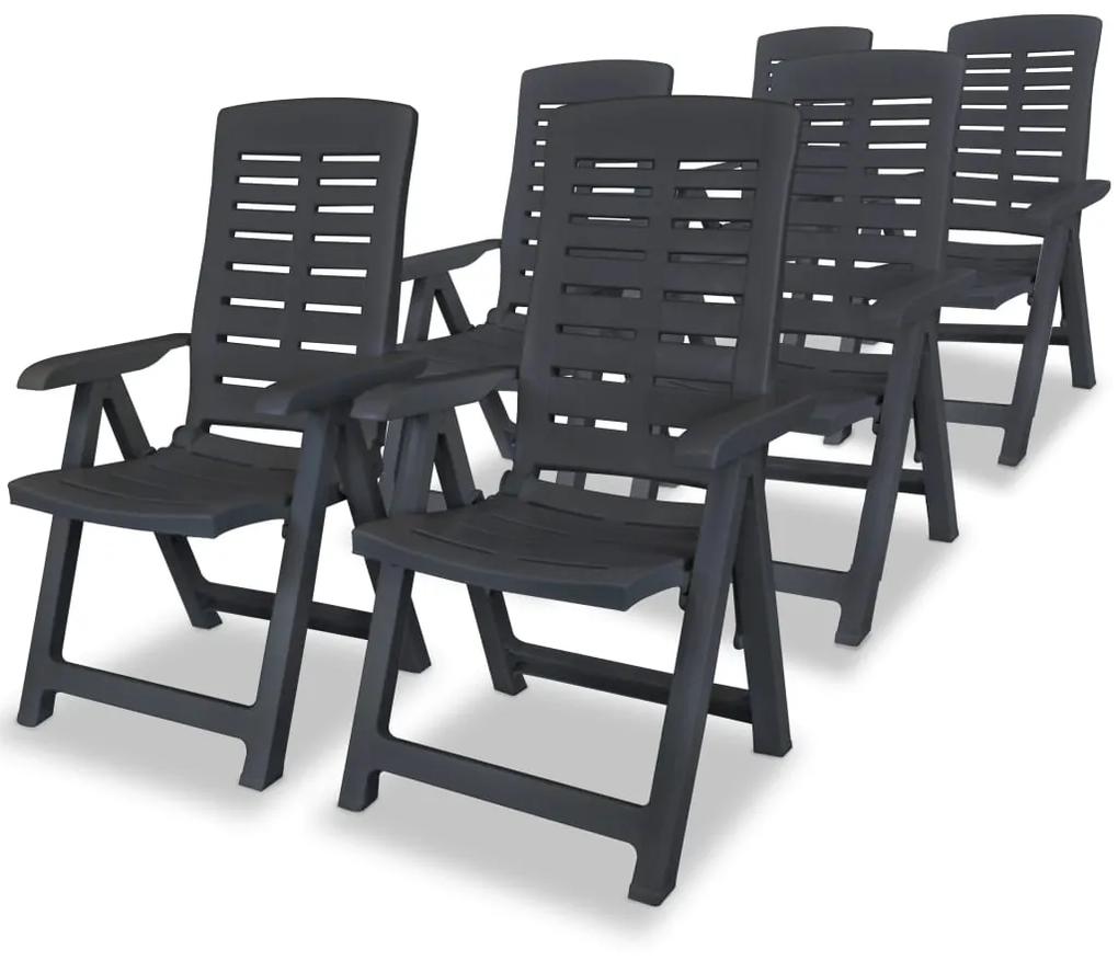 Cadeiras de jardim reclináveis 6 pcs plástico antracite