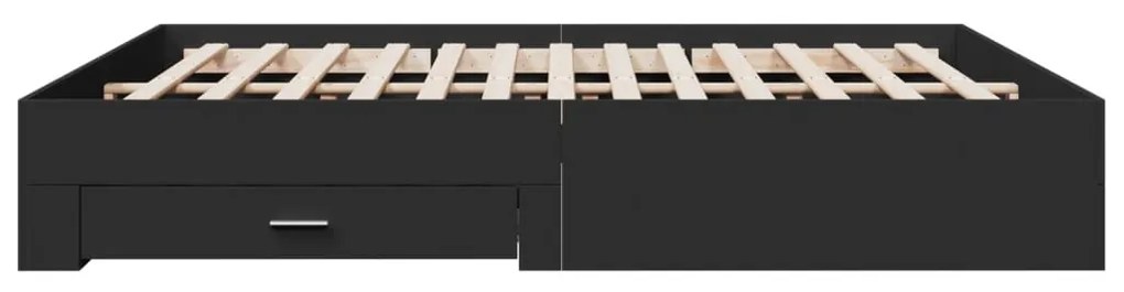 Estrutura de cama c/ gavetas 180x200 cm derivados madeira preto