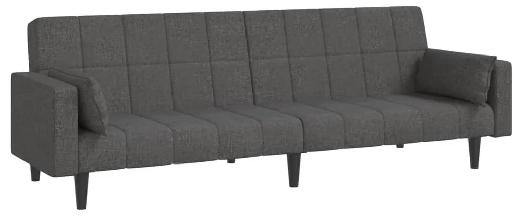 Sofá-cama 2 lugares com duas almofadas tecido cinzento-escuro