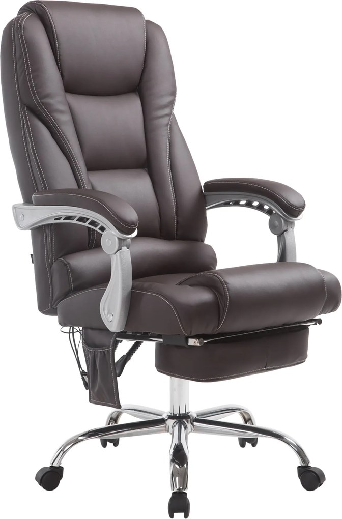 Cadeira de escritório Pacific com função de massagem em couro sintético castanho