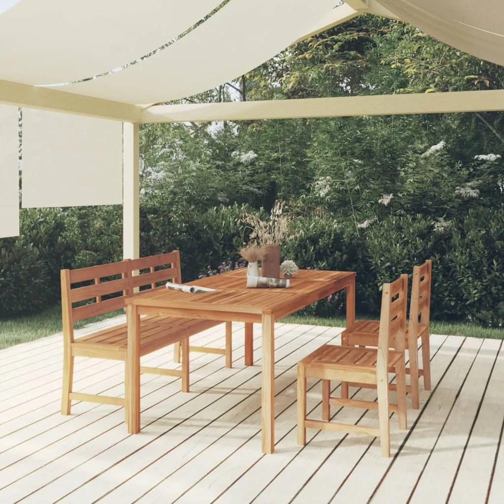vidaXL 4 pcs conjunto de jantar p/ jardim madeira de teca maciça