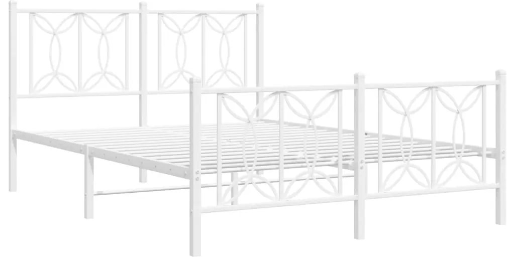 Estrutura de cama com cabeceira e pés 140x200 cm metal branco