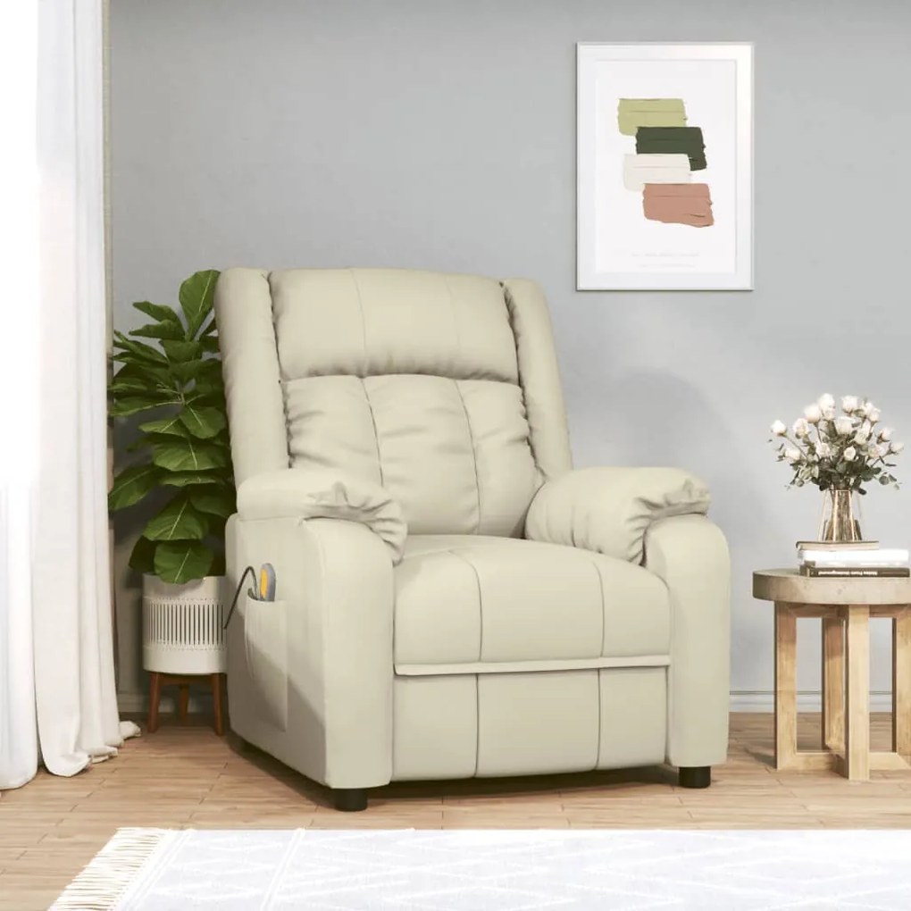 vidaXL Cadeira de massagens couro artificial cor creme