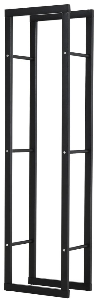 HOMCOM Suporte para Lenha de Metal Porta Lenha Metálico para Interior e Exterior Carga Máxima 100 kg 40x25x150 cm Preto