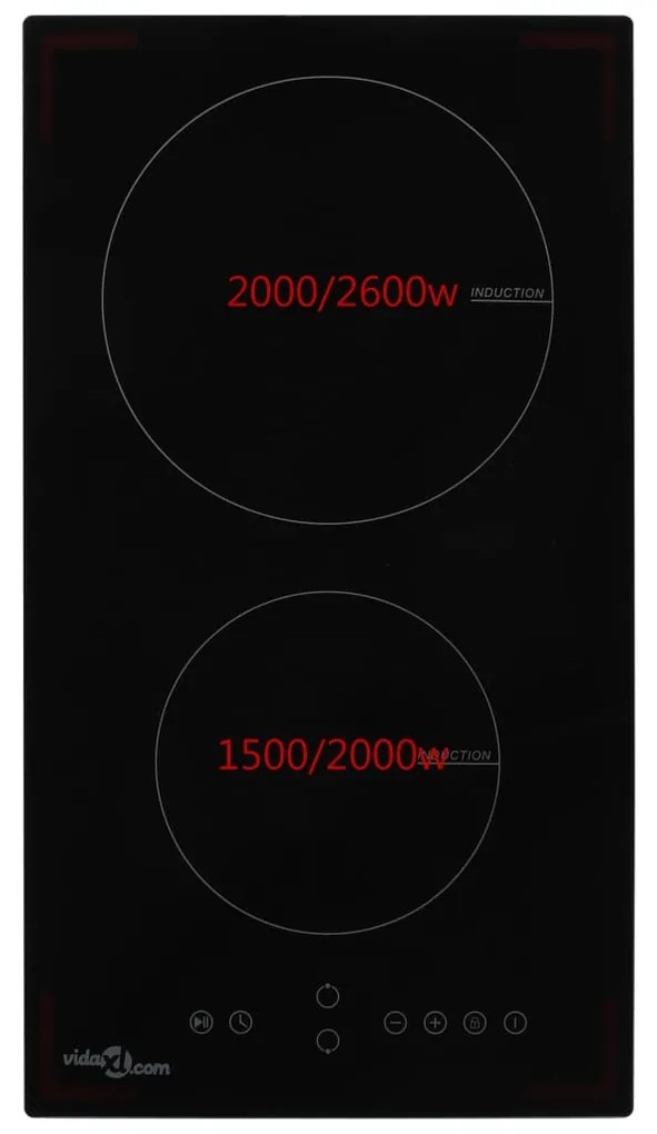 Placa de indução com 2 discos controlo tátil vidro 3500 W