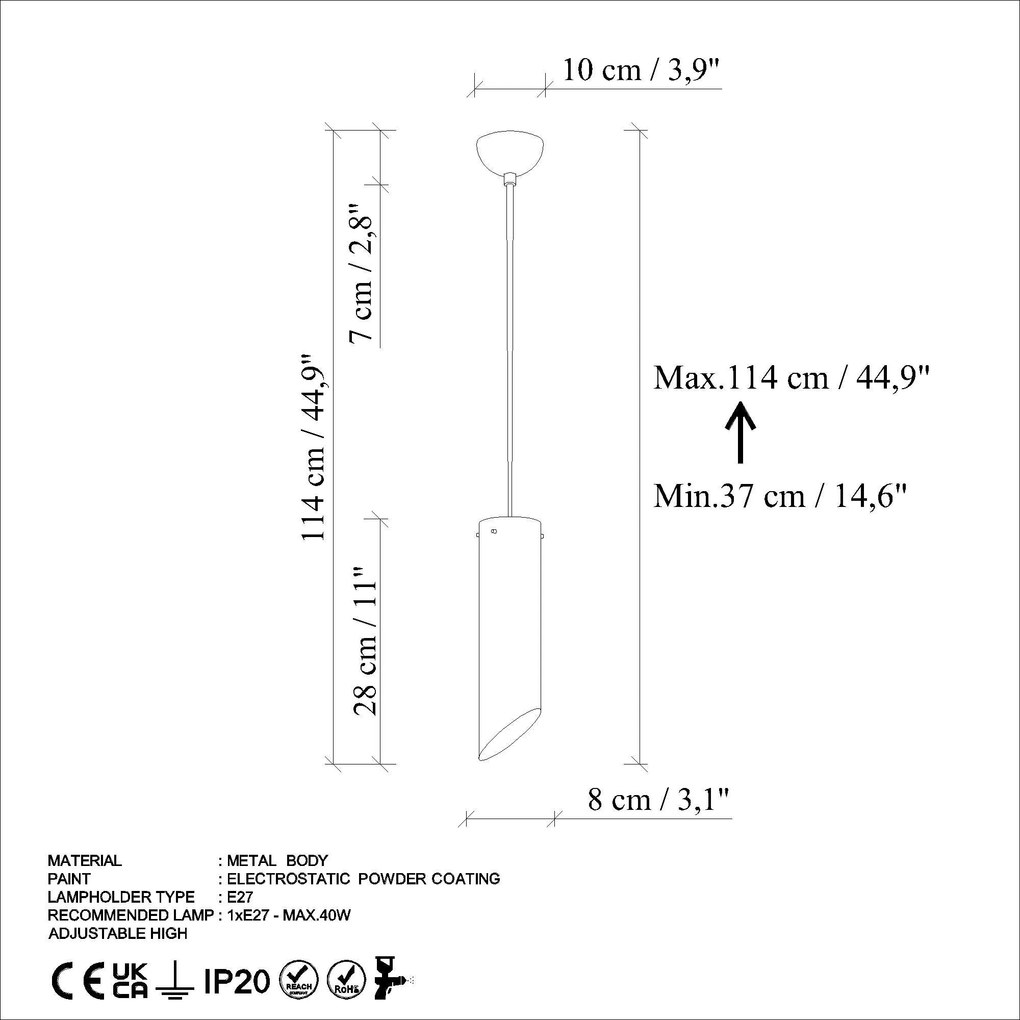 Candeeiro de Tecto Kesıkboru – Antiquation – Ø8 h:28 cm