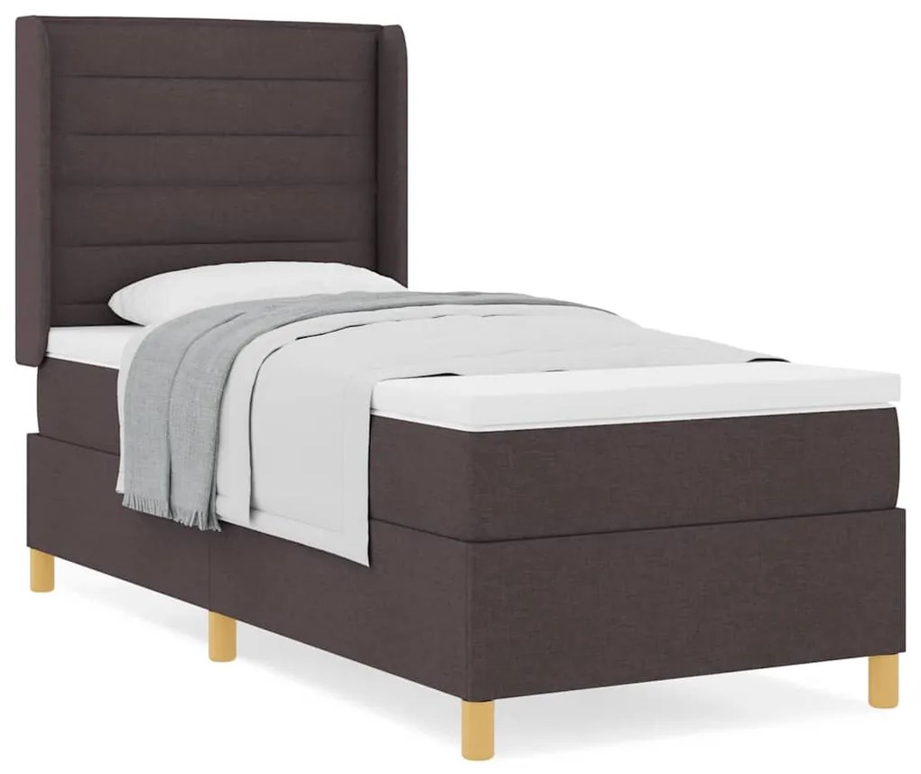 Cama Box com Colchão Marrom Escuro 100x200 cm