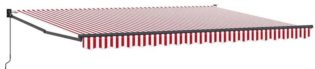 Toldo Retrátil Manual Listrado Vermelho e Branco 450x300 cm