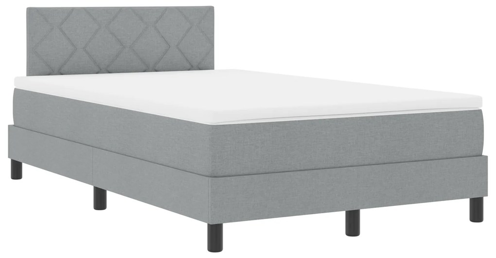 Cama Box Spring com Colchão Cinza Claro 120x190 cm Tecido