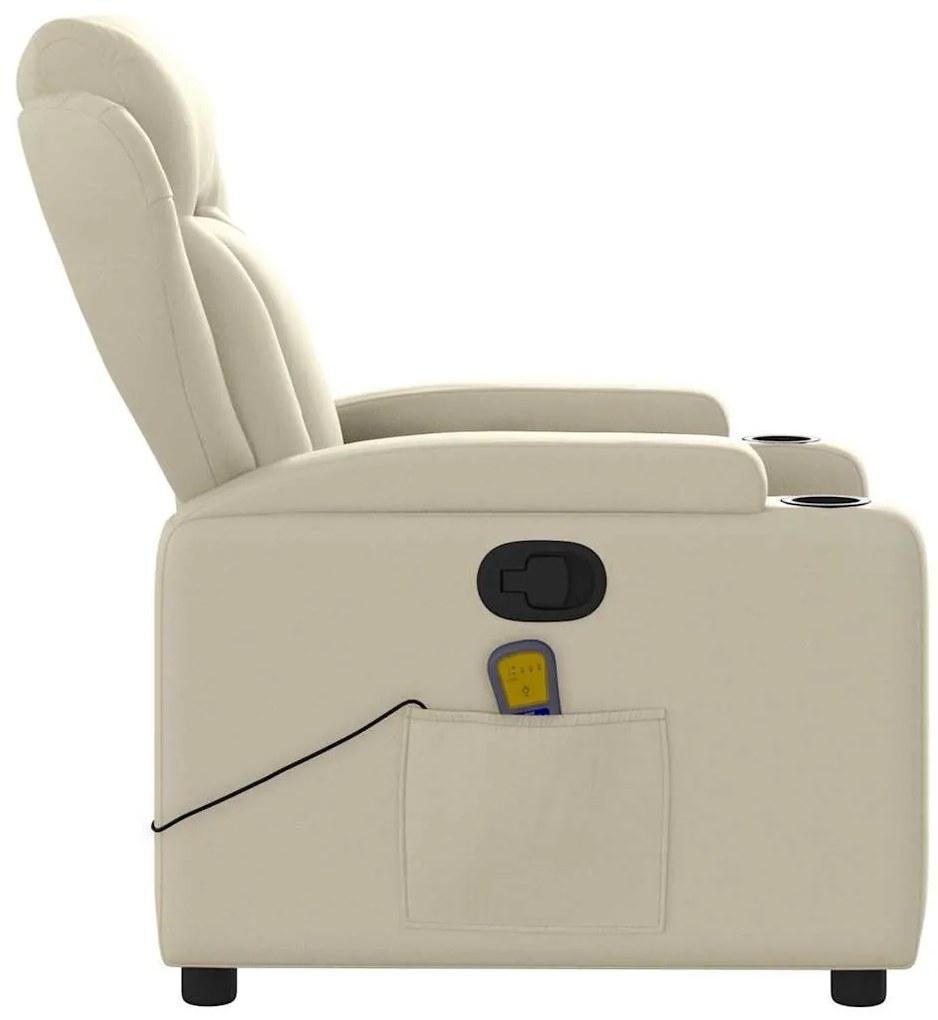 Poltrona de massagens reclinável couro artificial cor creme