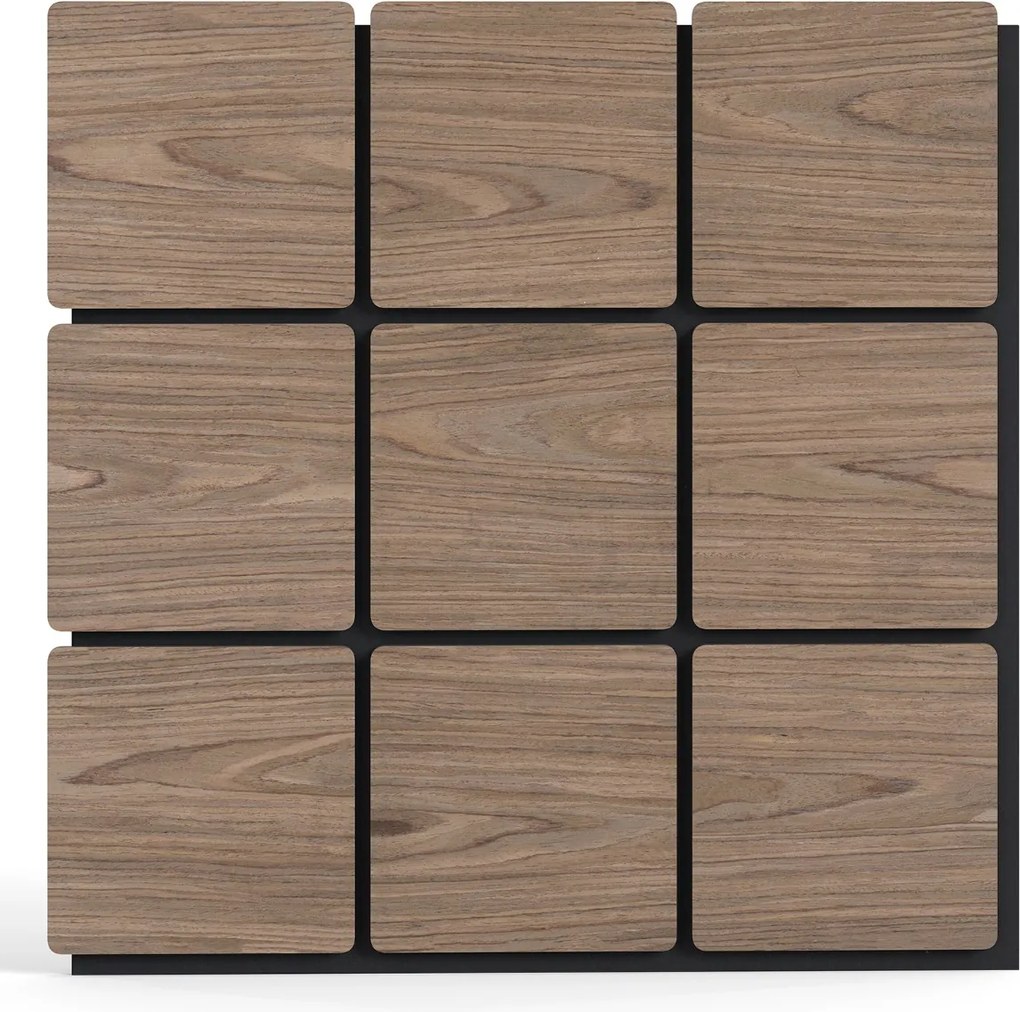 Conjunto de 4 painéis acústicos 62 x 62 cm com 9 tábuas quadradas de madeira para redução de ruído e decoração de tetos e paredes