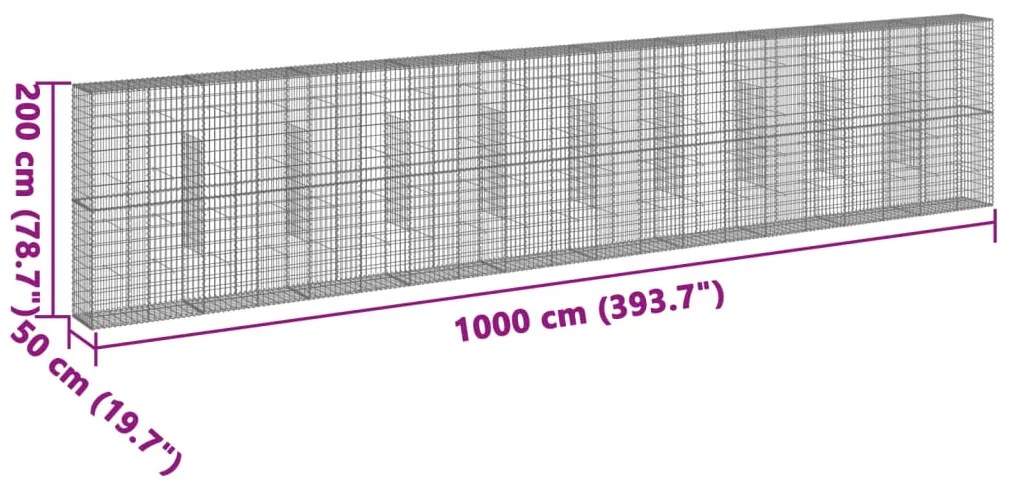 Cesto gabião com cobertura 1000x50x200 cm ferro galvanizado