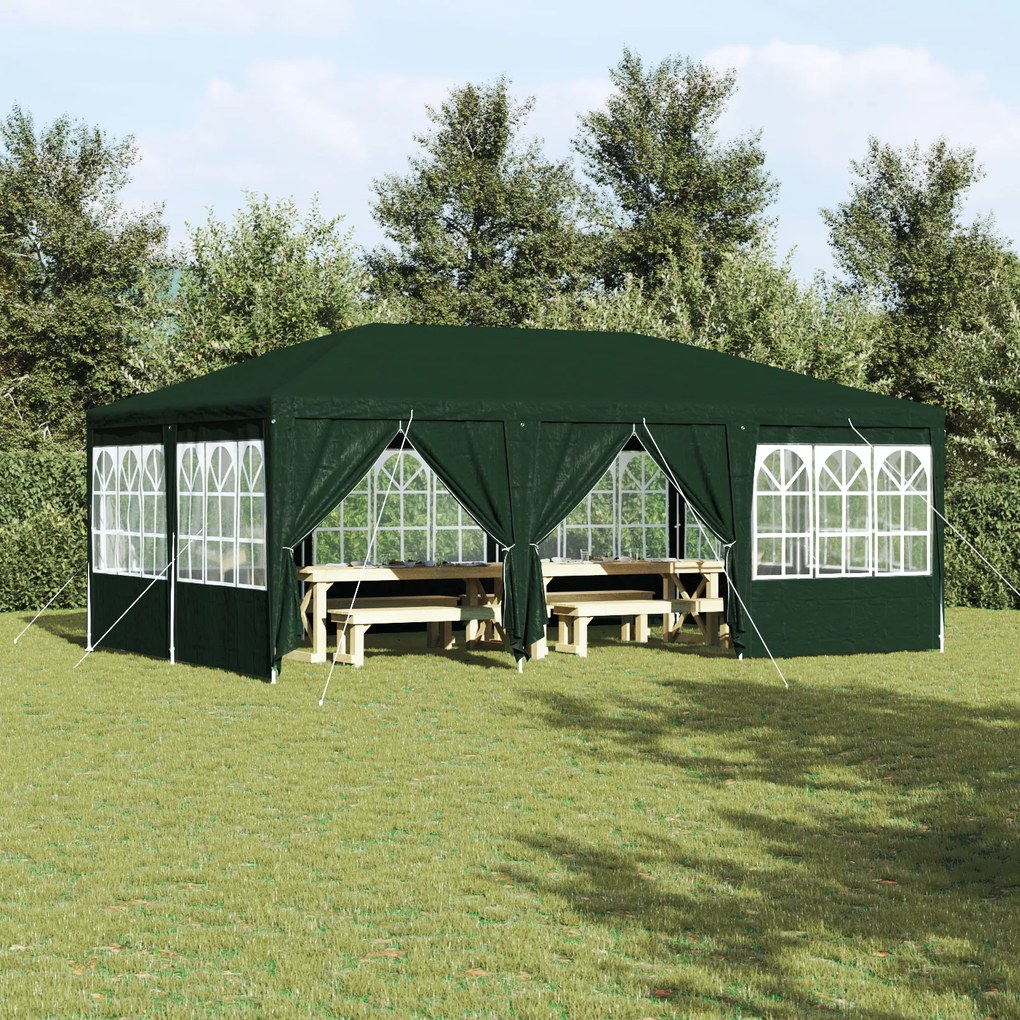 vidaXL Tenda de Festa com 10 Lateral Verde 6x4 m PE
